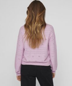 Vila Ril O-Neck Pointelle Knit Top Winsome Orchid