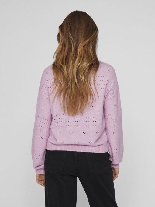 Vila Ril O-Neck Pointelle Knit Top Winsome Orchid