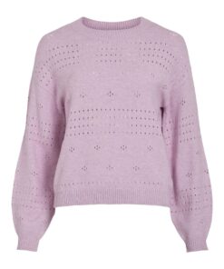 Vila Ril O-Neck Pointelle Knit Top Winsome Orchid