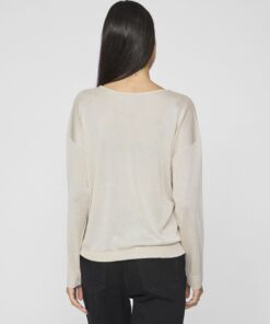 Vila Novy V-Neck Knit Top Super Light Natural Melange