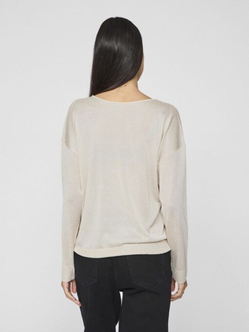 Vila Novy V-Neck Knit Top Super Light Natural Melange