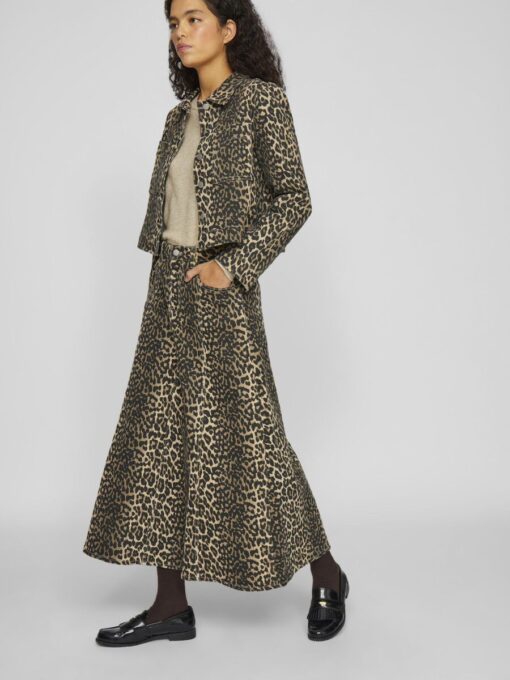 Vila Ichia Leopard Skirt Birch