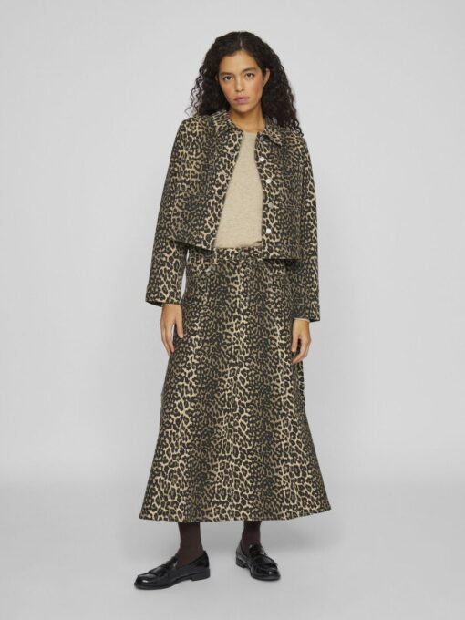 Vila Ichia Leopard Skirt Birch