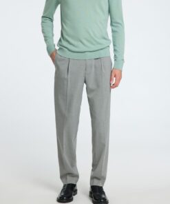Selected Homme Tapered Leroy Pleat Pants Medium Grey Melange