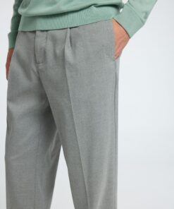 Selected Homme Tapered Leroy Pleat Pants Medium Grey Melange