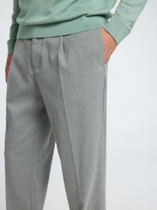 Selected Homme Tapered Leroy Pleat Pants Medium Grey Melange