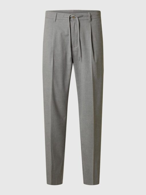 Selected Homme Tapered Leroy Pleat Pants Medium Grey Melange