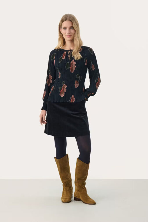 Part Two Priya Blouse Dark Navy Blurred Flower
