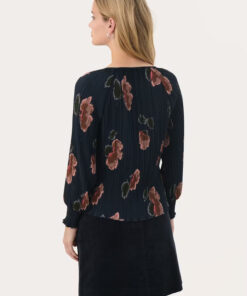 Part Two Priya Blouse Dark Navy Blurred Flower