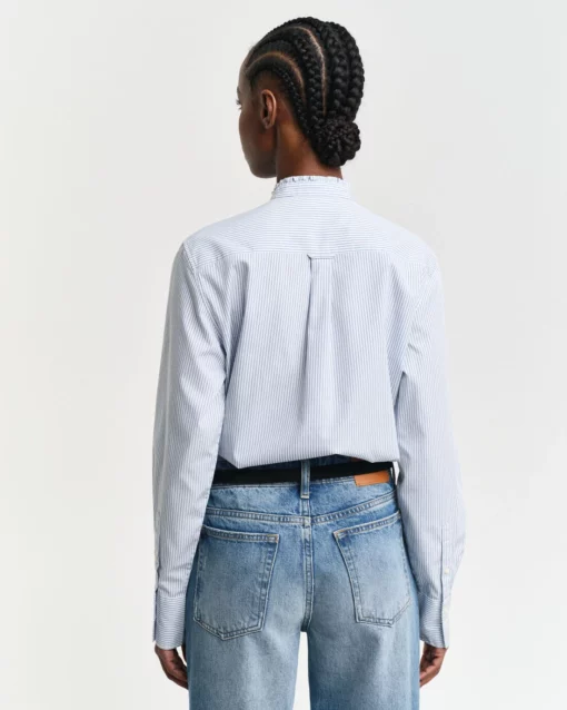 Gant Woman Reg Striped Frill Detail Shirt Clear Sky