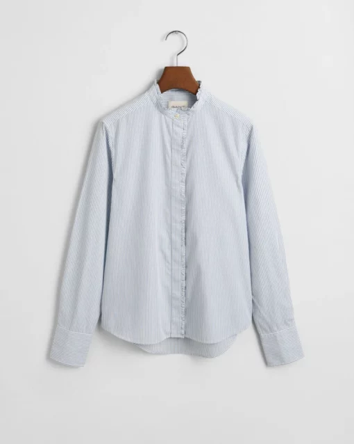 Gant Woman Reg Striped Frill Detail Shirt Clear Sky