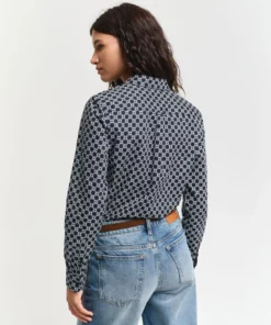 Gant Woman Reg Geometric Voile Shirt Evening Blue