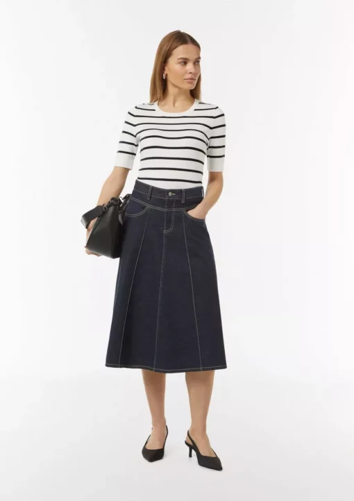 Comma, Striped Short Sleeve Pullover White