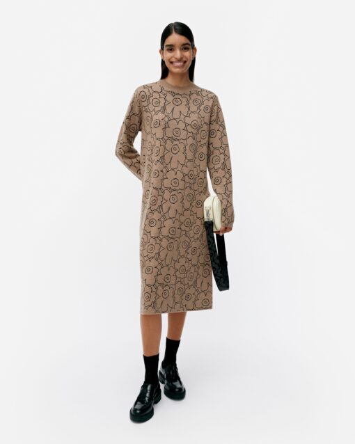 Marimekko Ennallaan Piirto Unikko Knit Dress Beige/Black