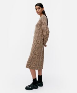 Marimekko Ennallaan Piirto Unikko Knit Dress Beige/Black