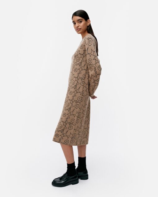 Marimekko Ennallaan Piirto Unikko Knit Dress Beige/Black
