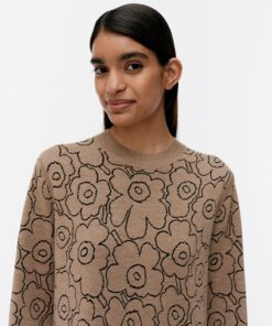 Marimekko Ennallaan Piirto Unikko Knit Dress Beige/Black