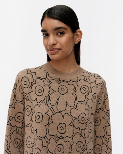 Marimekko Ennallaan Piirto Unikko Knit Dress Beige/Black
