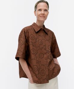 Marimekko Standardi Piirto Unikko Blouse Dark Brown