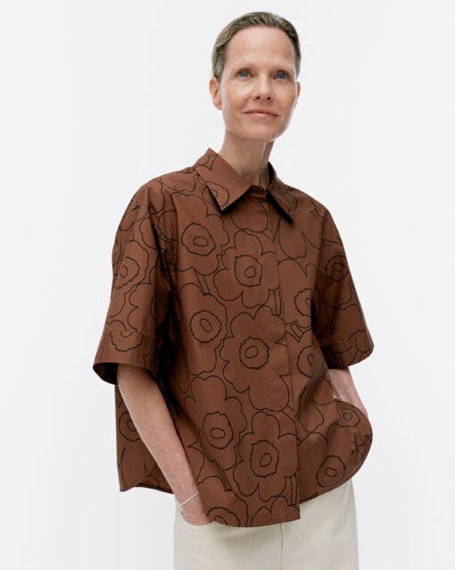 Marimekko Standardi Piirto Unikko Blouse Dark Brown