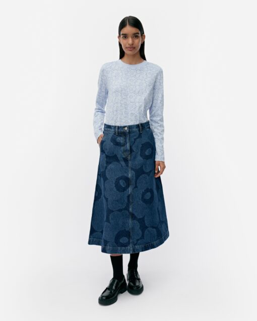 Marimekko Maridenim Suoritus Unikko Skirt Mid Indigo