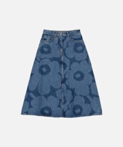 Marimekko Maridenim Suoritus Unikko Skirt Mid Indigo