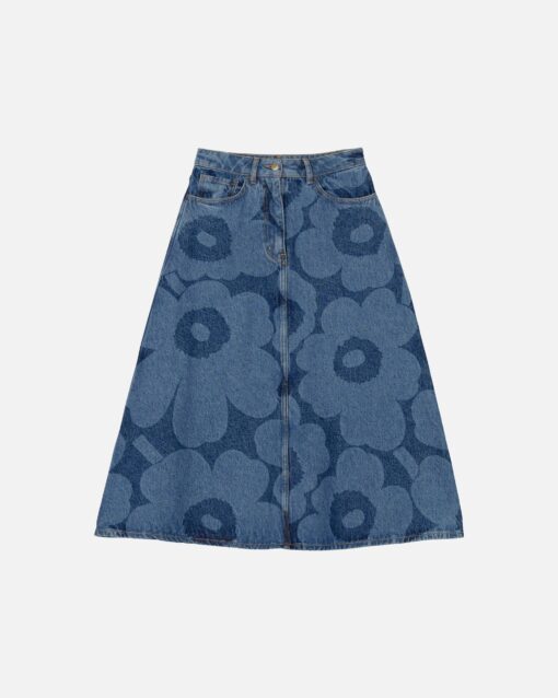 Marimekko Maridenim Suoritus Unikko Skirt Mid Indigo