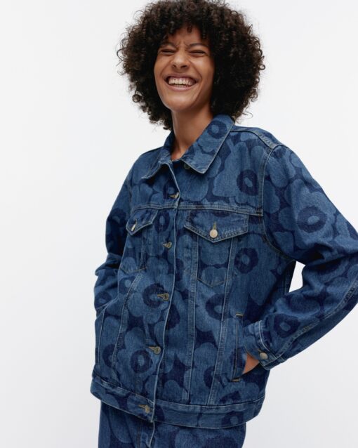 Marimekko Maridenim Murros Unikko Denim Jacket Blue
