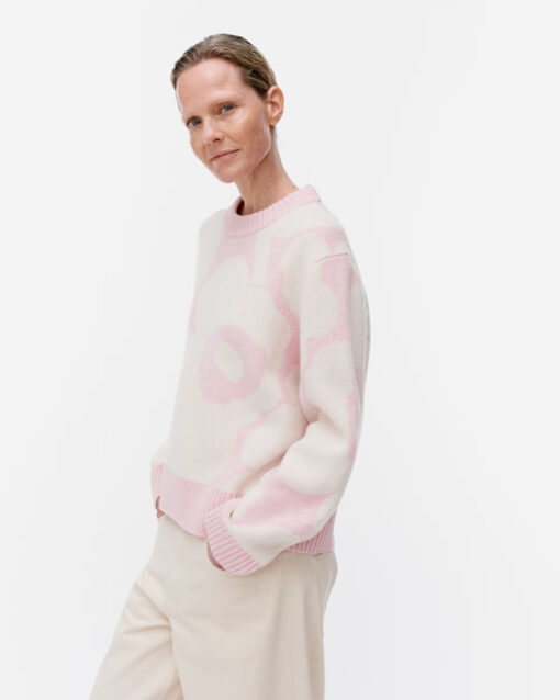 Marimekko Virtaus Unikko Pullover Light Pink,Off White