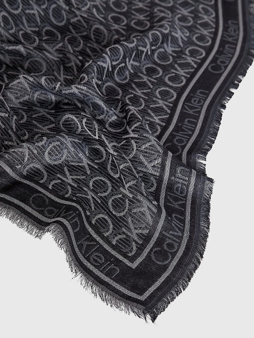 Calvin Klein Logo Jacquard Scarf Black