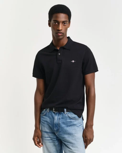 Gant Regular Fit Shield Pique Shirt Black