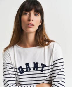 Gant Woman Breton Boat Neck T-shirt Evening Blue