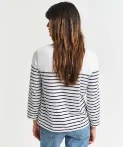 Gant Woman Breton Boat Neck T-shirt Evening Blue