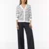 Comma, Striped Cardigan White