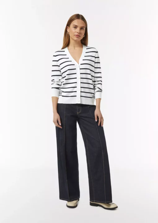 Comma, Striped Cardigan White