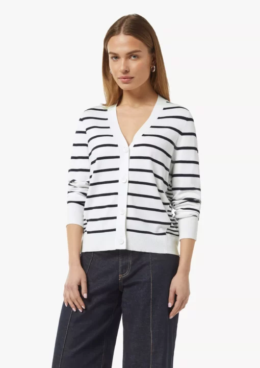 Comma, Striped Cardigan White