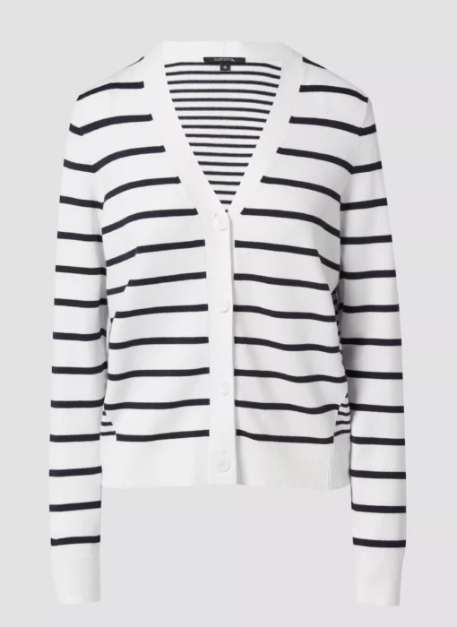Comma, Striped Cardigan White