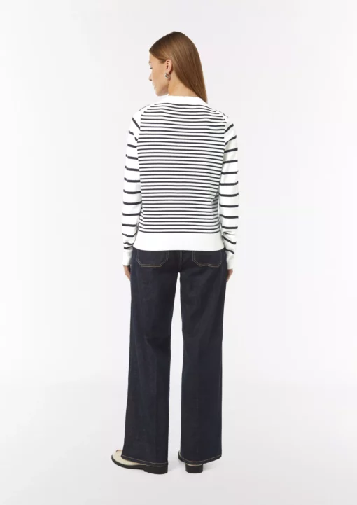 Comma, Striped Cardigan White