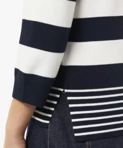 Comma, Striped Knitted Pullover White