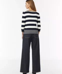 Comma, Striped Knitted Pullover White