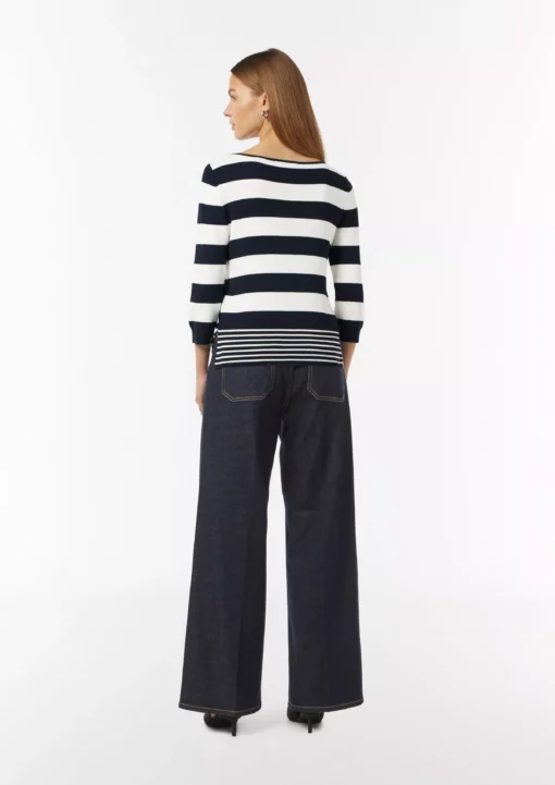 Comma, Striped Knitted Pullover White