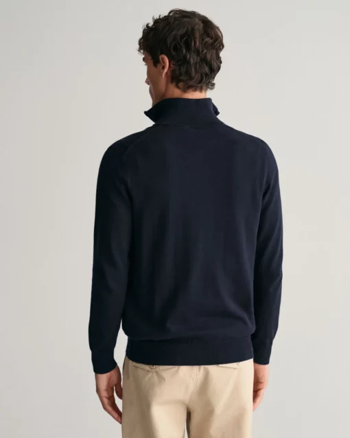 Gant Classic Cotton Half Zip Sweater Evening Blue