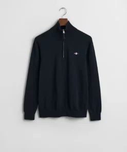 Gant Classic Cotton Half Zip Sweater Evening Blue
