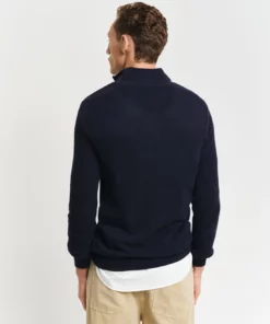 Gant Cotton Pique half Zip Knit Evening Blue