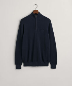 Gant Cotton Pique half Zip Knit Evening Blue