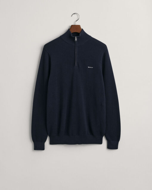 Gant Cotton Pique half Zip Knit Evening Blue