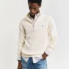 Gant Cotton Cable Half Zip Jumper Cream