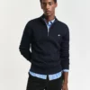 Gant Cotton Cable Half Zip Jumper Evening Blue