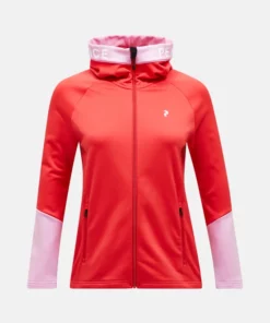 Peak Performance Rider Zip Hood Women Brilliant Red/Morning Dew