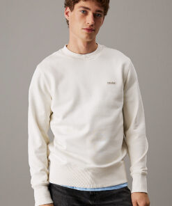 Calvin Klein Cotton Terry Badge Sweatshirt Tofu